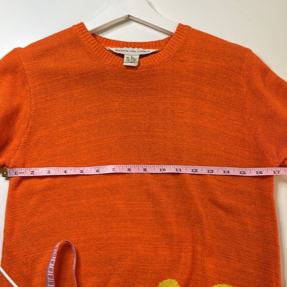 MELROSE SILK STUDIO Silk Sunflower Short Sleeve Tunic Sweater Top Size Small - Picture 5 of 7